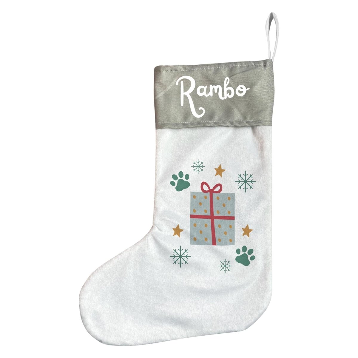 Personalised Pet Christmas Stocking with Paw Prints & Gift Design - Joe’s Haven