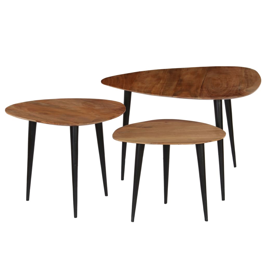 Miren Acacia Wood Nesting Tables - 70cm Handmade - Joe’s Haven