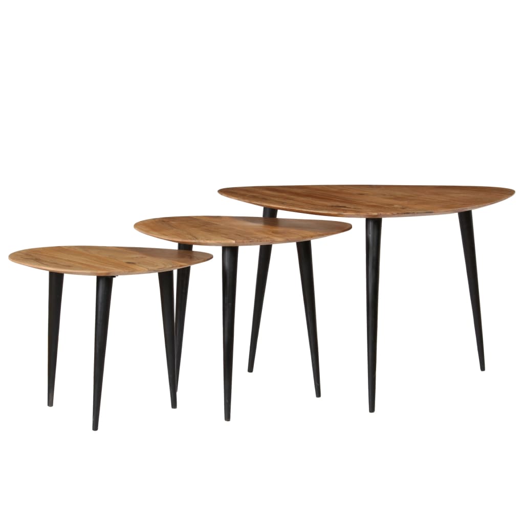 Miren Acacia Wood Nesting Tables - 70cm Handmade - Joe’s Haven