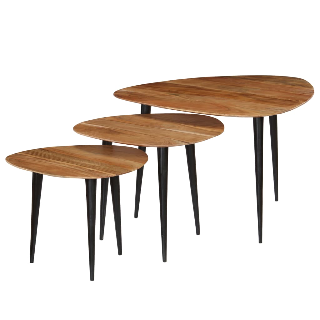 Miren Acacia Wood Nesting Tables - 70cm Handmade - Joe’s Haven