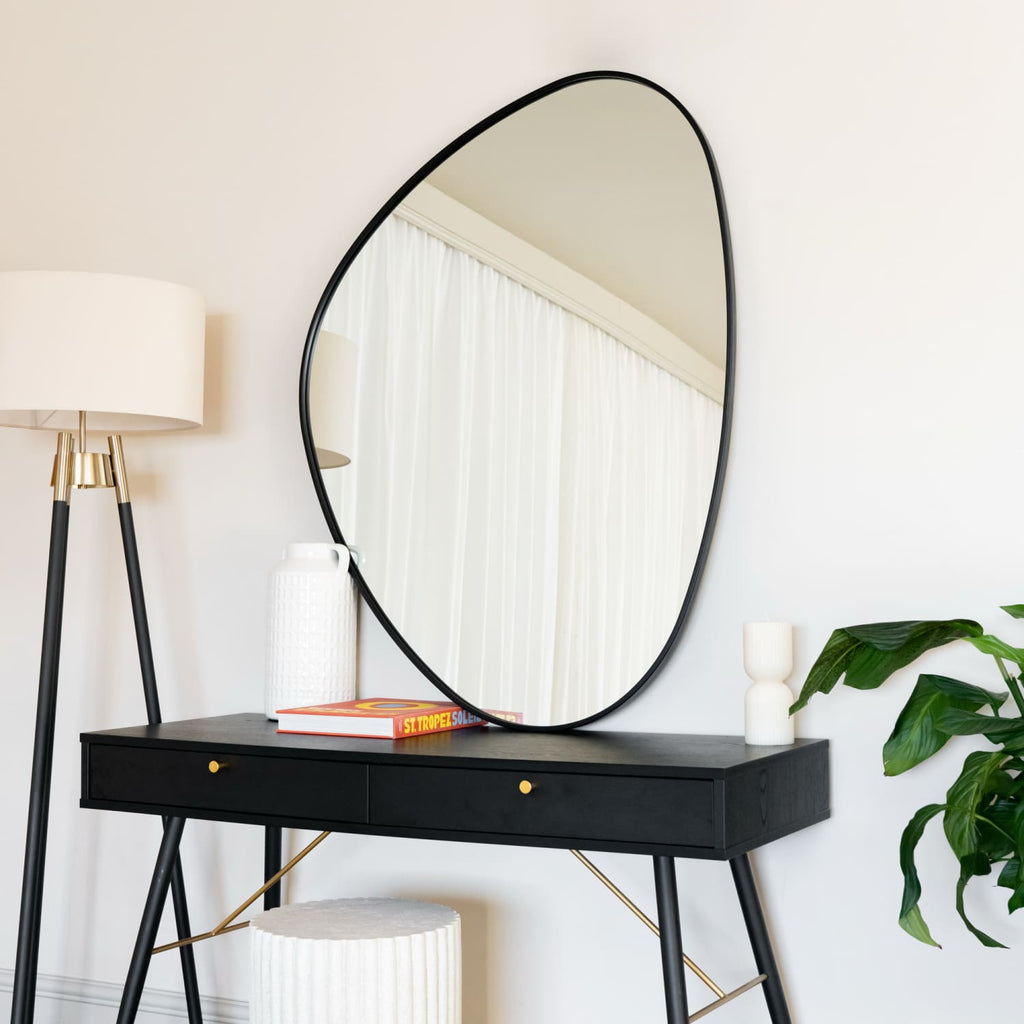 Izumi - Black Metal Irregular Pebble Mirror - 120cm x 90cm - Joe’s Haven