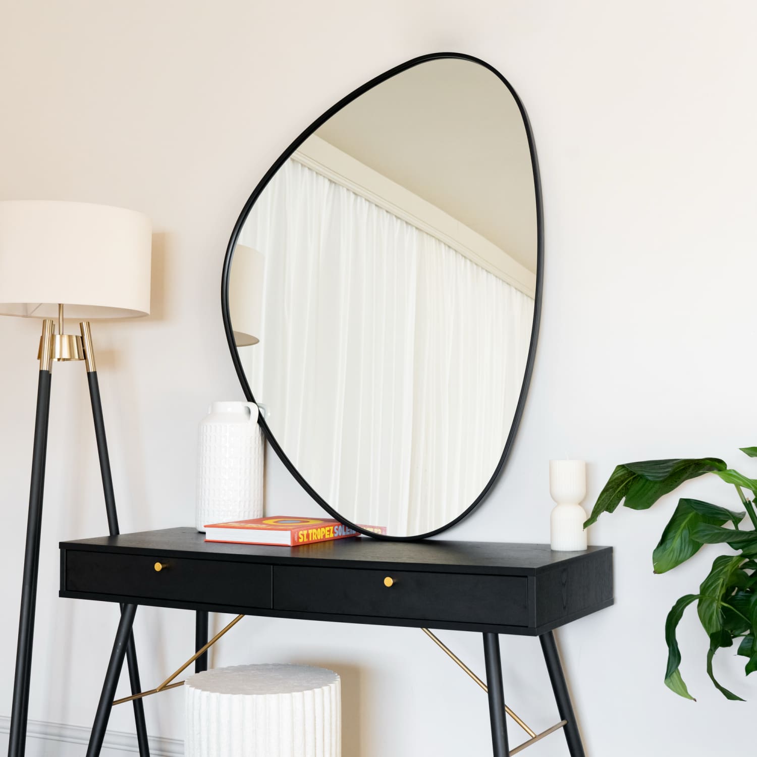 Izumi - Black Metal Irregular Pebble Mirror - 120cm x 90cm - Joe’s Haven