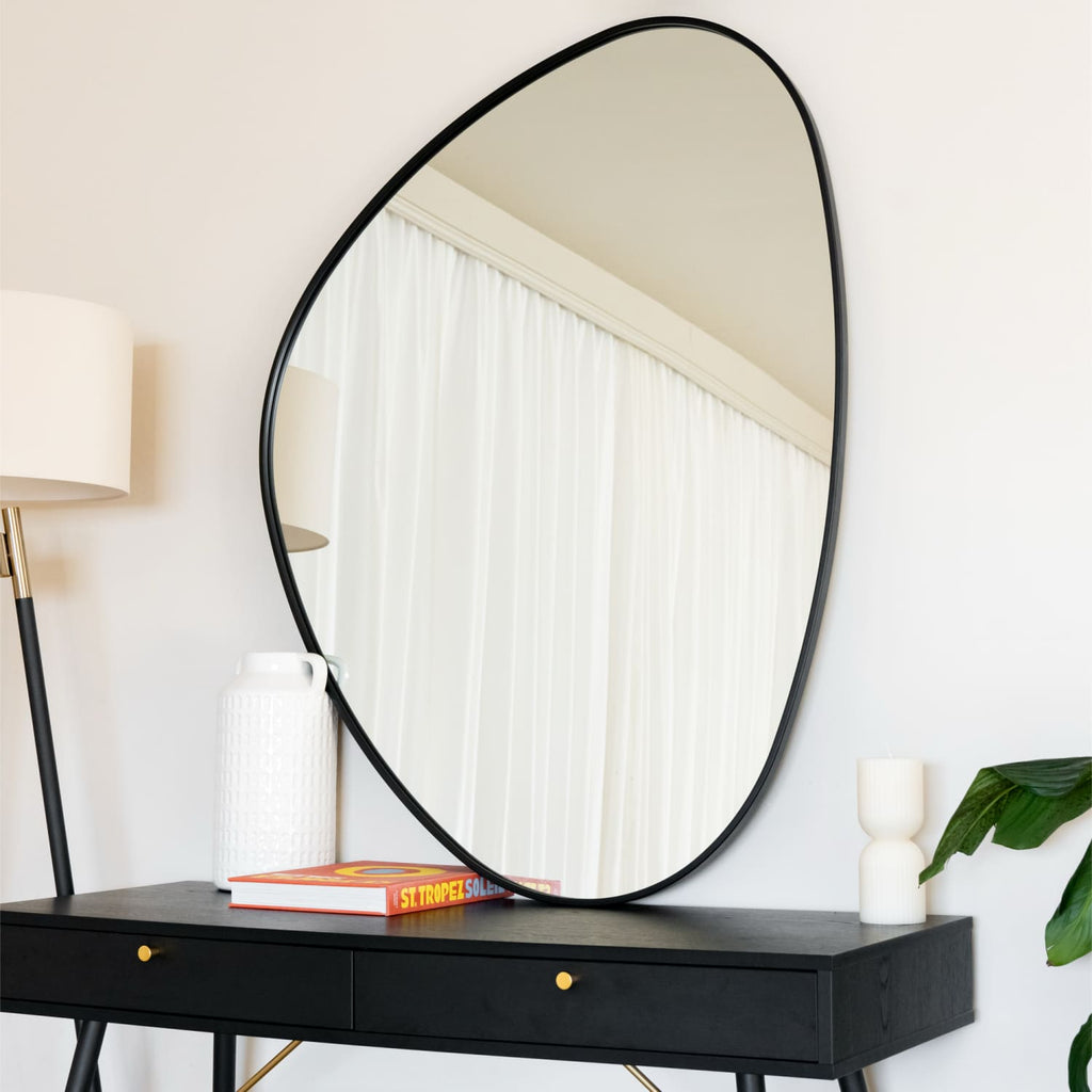 Izumi - Black Metal Irregular Pebble Mirror - 120cm x 90cm - Joe’s Haven