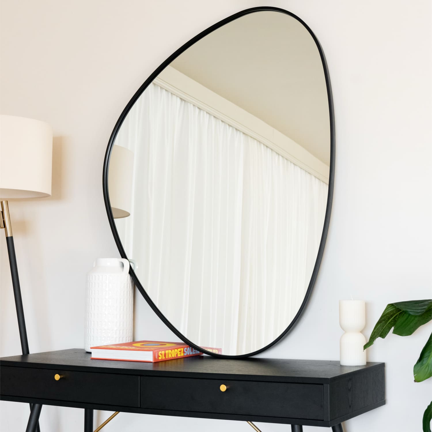Izumi - Black Metal Irregular Pebble Mirror - 120cm x 90cm - Joe’s Haven