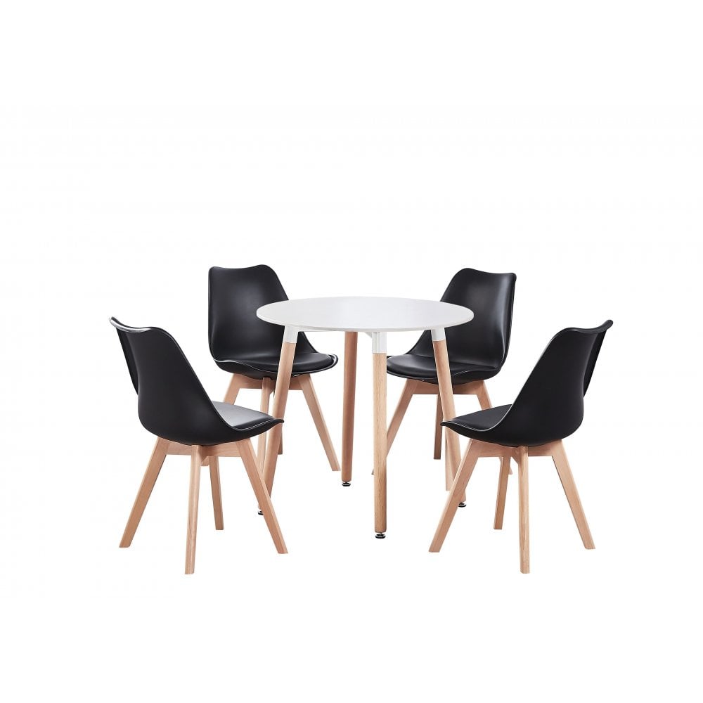 Jamie Halo Round Dining Table Set with 4 Chairs - Joe’s Haven