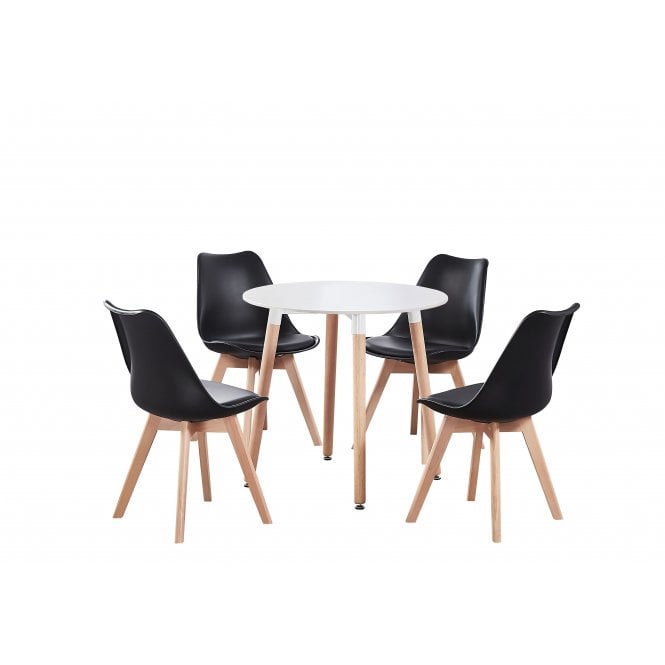 Jamie Halo Round Dining Table Set with 4 Chairs