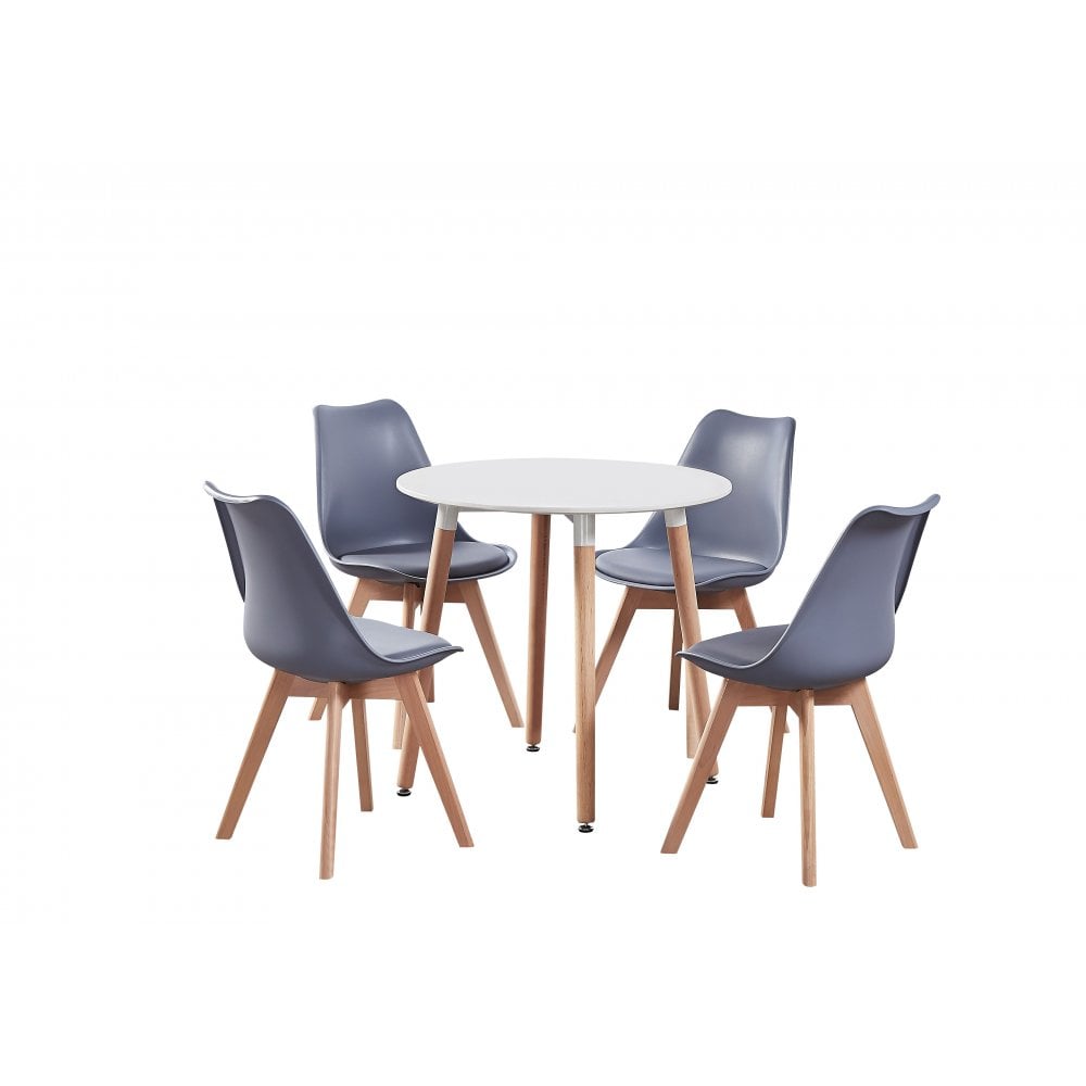Jamie Halo Round Dining Table Set with 4 Chairs - Joe’s Haven