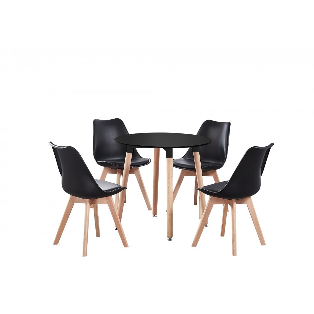 Jamie Halo Round Dining Table Set with 4 Chairs - Joe’s Haven