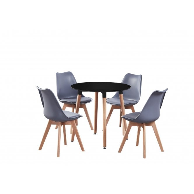 Jamie Halo Round Dining Table Set with 4 Chairs - Joe’s Haven