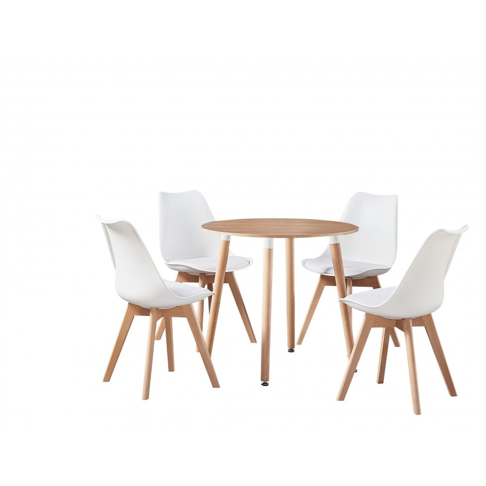 Jamie Halo Round Dining Table Set with 4 Chairs - Joe’s Haven