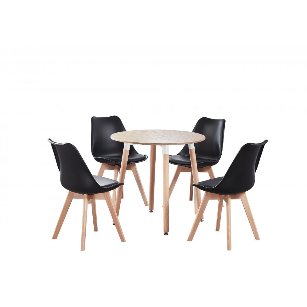 Jamie Halo Round Dining Table Set with 4 Chairs - Joe’s Haven