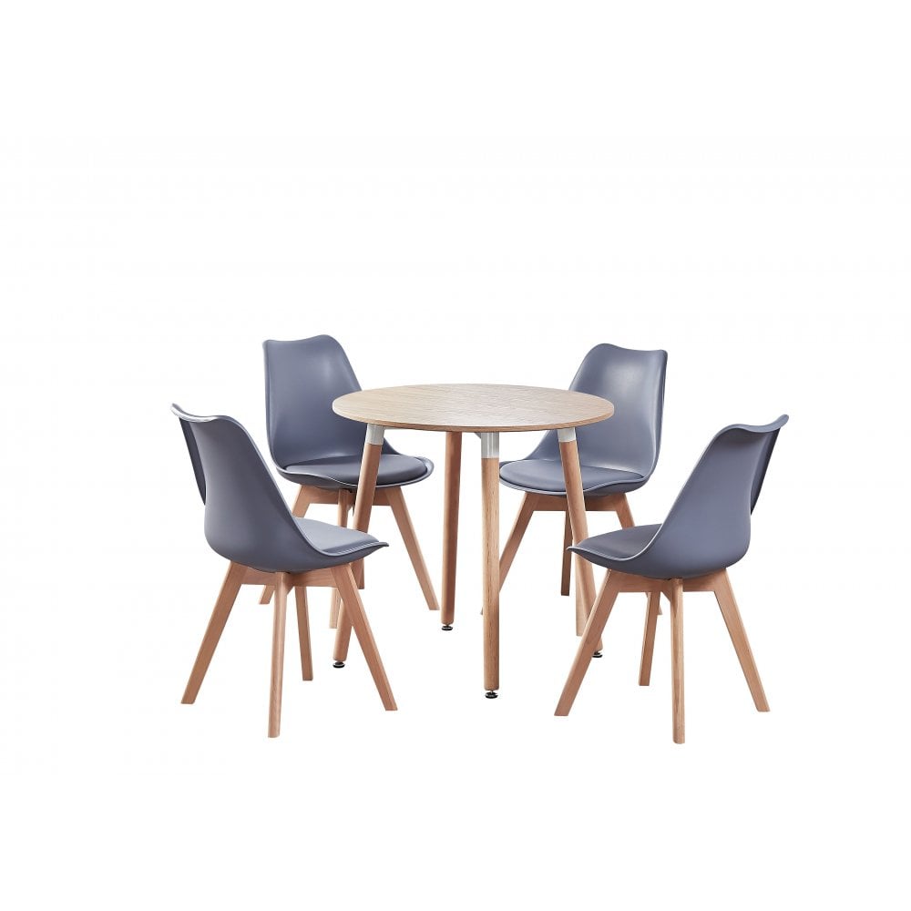 Jamie Halo Round Dining Table Set with 4 Chairs - Joe’s Haven