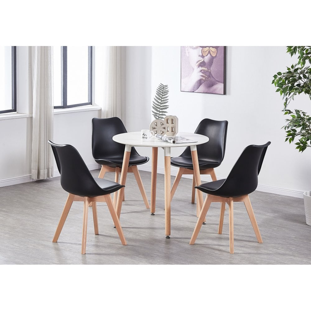 Jamie Halo Round Dining Table Set with 4 Chairs - Joe’s Haven