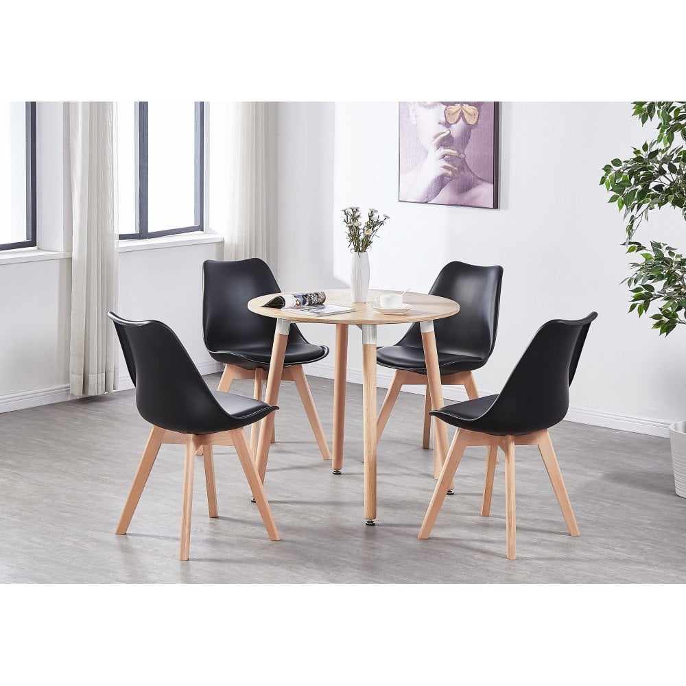 Jamie Halo Round Dining Table Set with 4 Chairs - Joe’s Haven