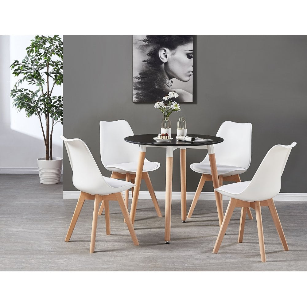 Jamie Halo Round Dining Table Set with 4 Chairs - Joe’s Haven