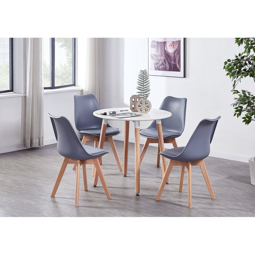 Jamie Halo Round Dining Table Set with 4 Chairs - Joe’s Haven