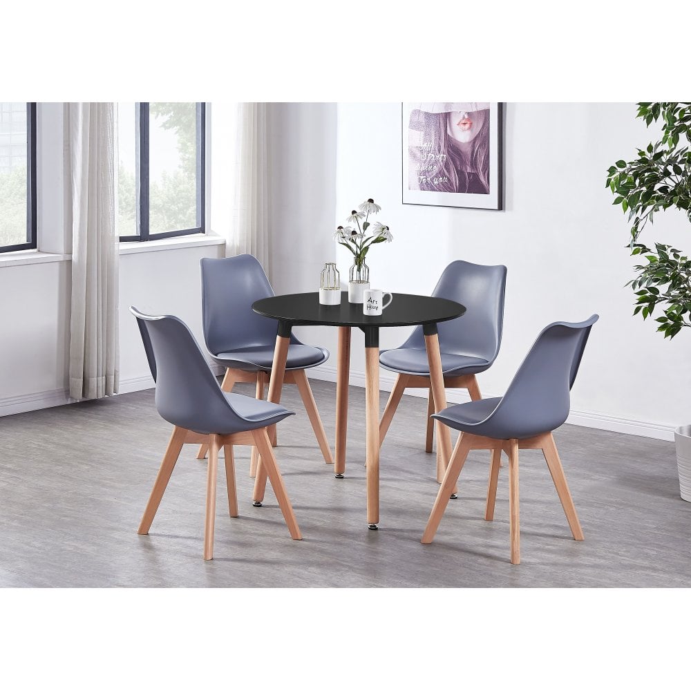 Jamie Halo Round Dining Table Set with 4 Chairs - Joe’s Haven