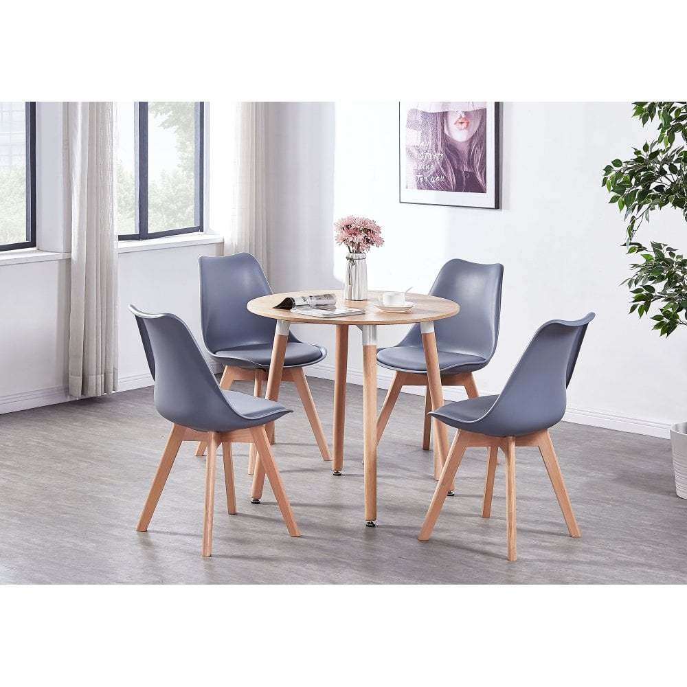 Jamie Halo Round Dining Table Set with 4 Chairs - Joe’s Haven