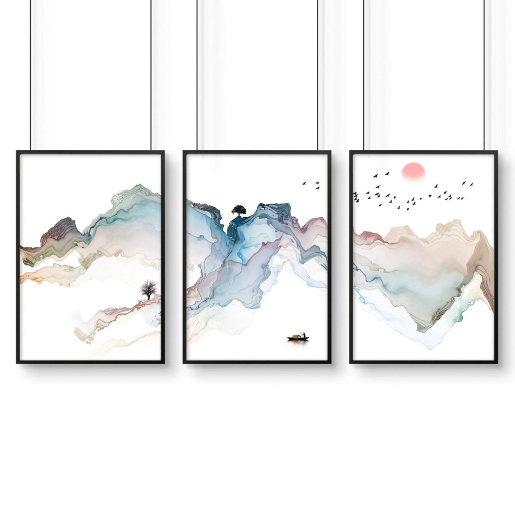 Japanese bedroom decor | set of 3 wall art prints - Joe’s Haven