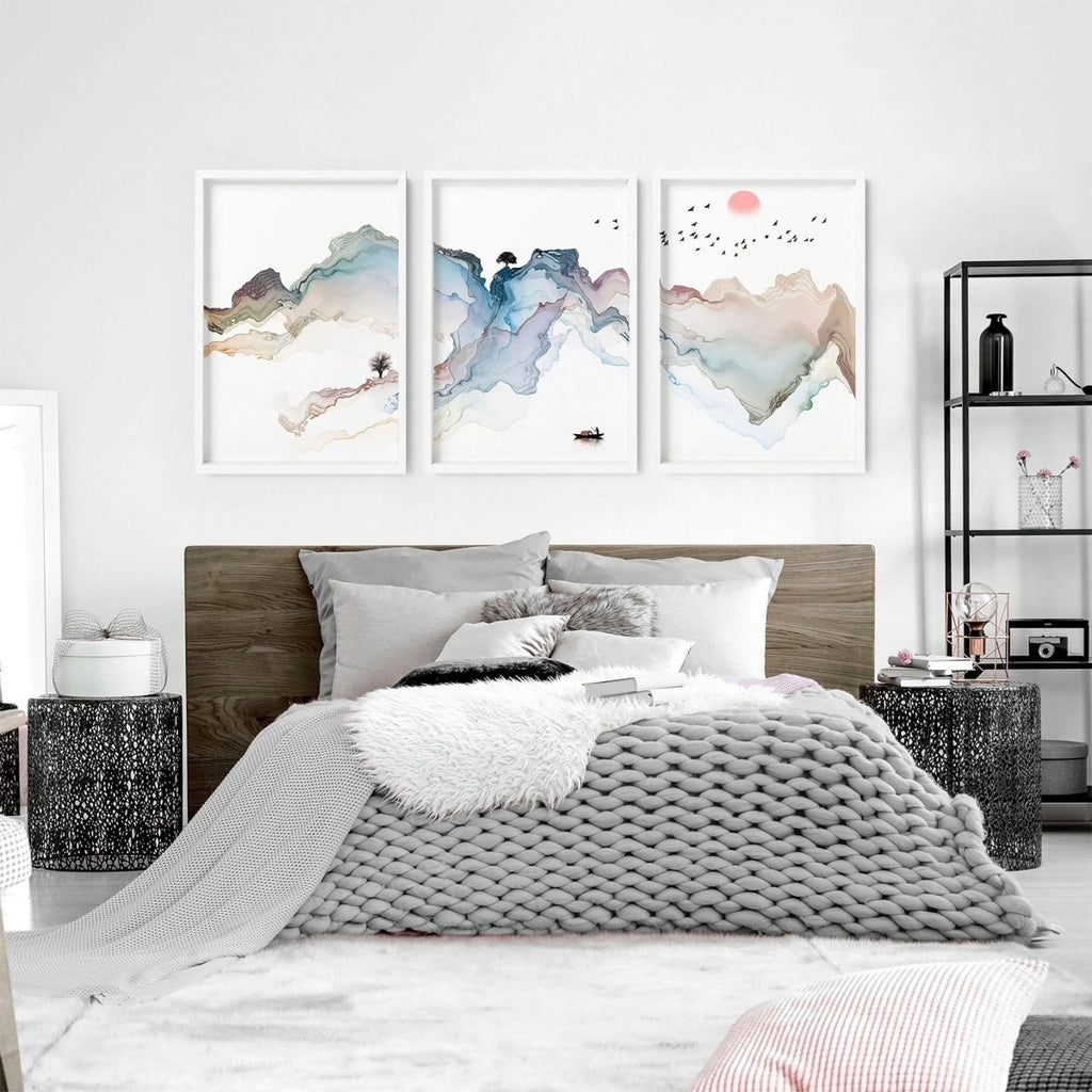Japanese bedroom decor | set of 3 wall art prints - Joe’s Haven