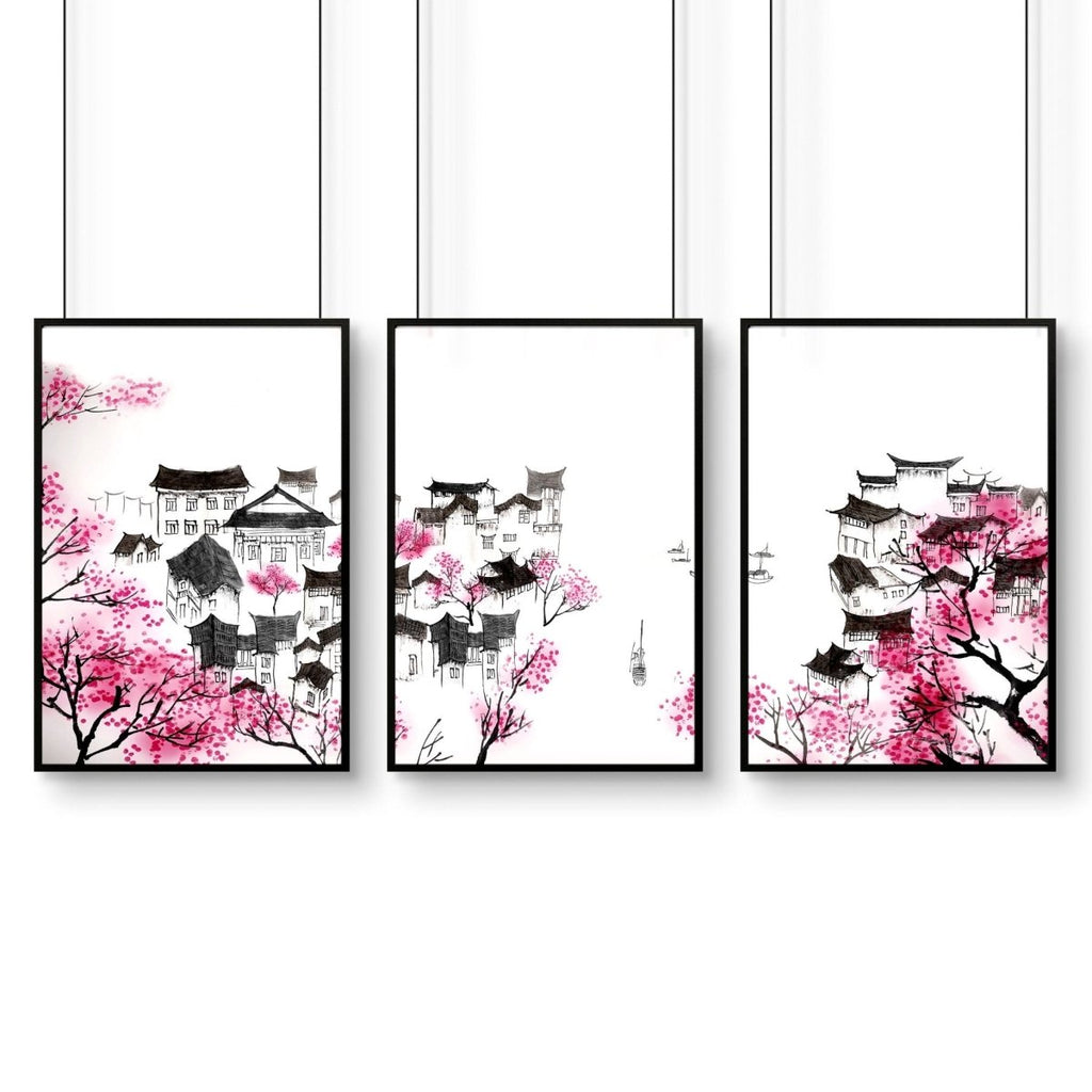Japanese Flower Art | Set of 3 wall art prints - Joe’s Haven