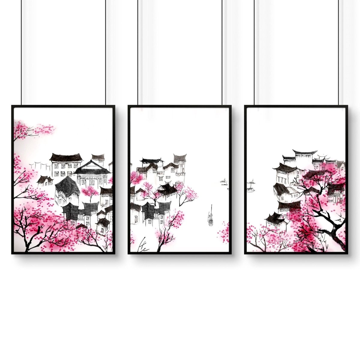 Japanese Flower Art | Set of 3 wall art prints - Joe’s Haven