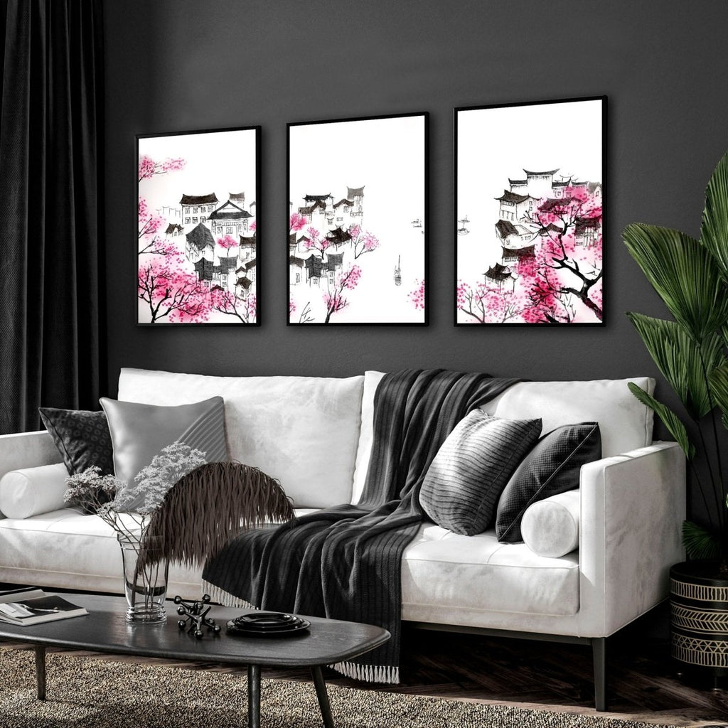 Japanese Flower Art | Set of 3 wall art prints - Joe’s Haven