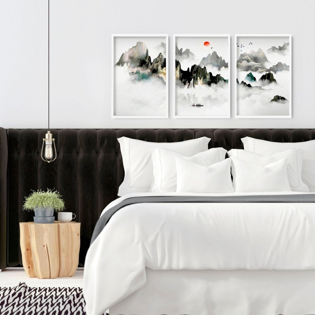 Art for a bedroom | set of 3 Japanese wall art - Joe’s Haven