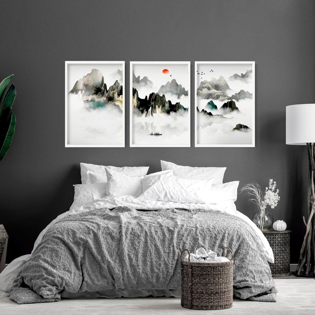 Art for a bedroom | set of 3 Japanese wall art - Joe’s Haven