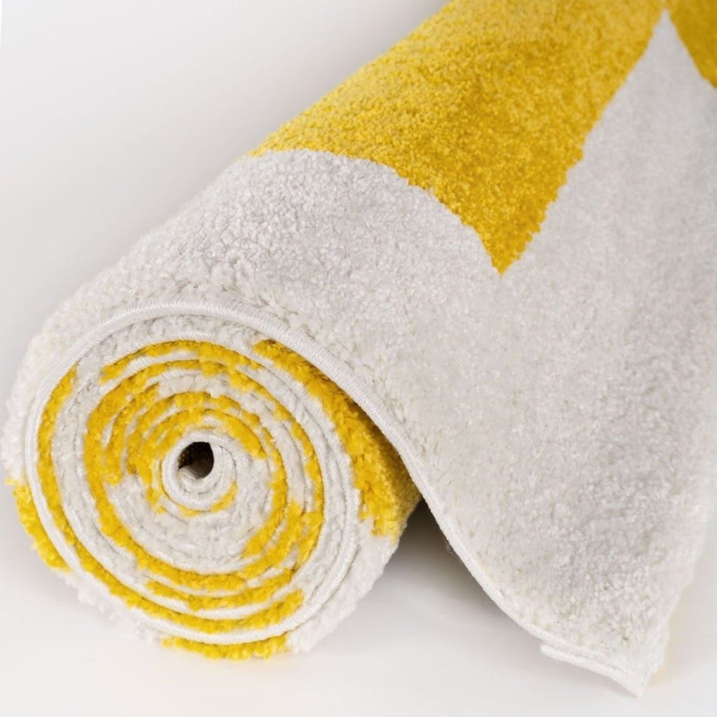 Joli Geometric Yellow & White Rug - Joe’s Haven