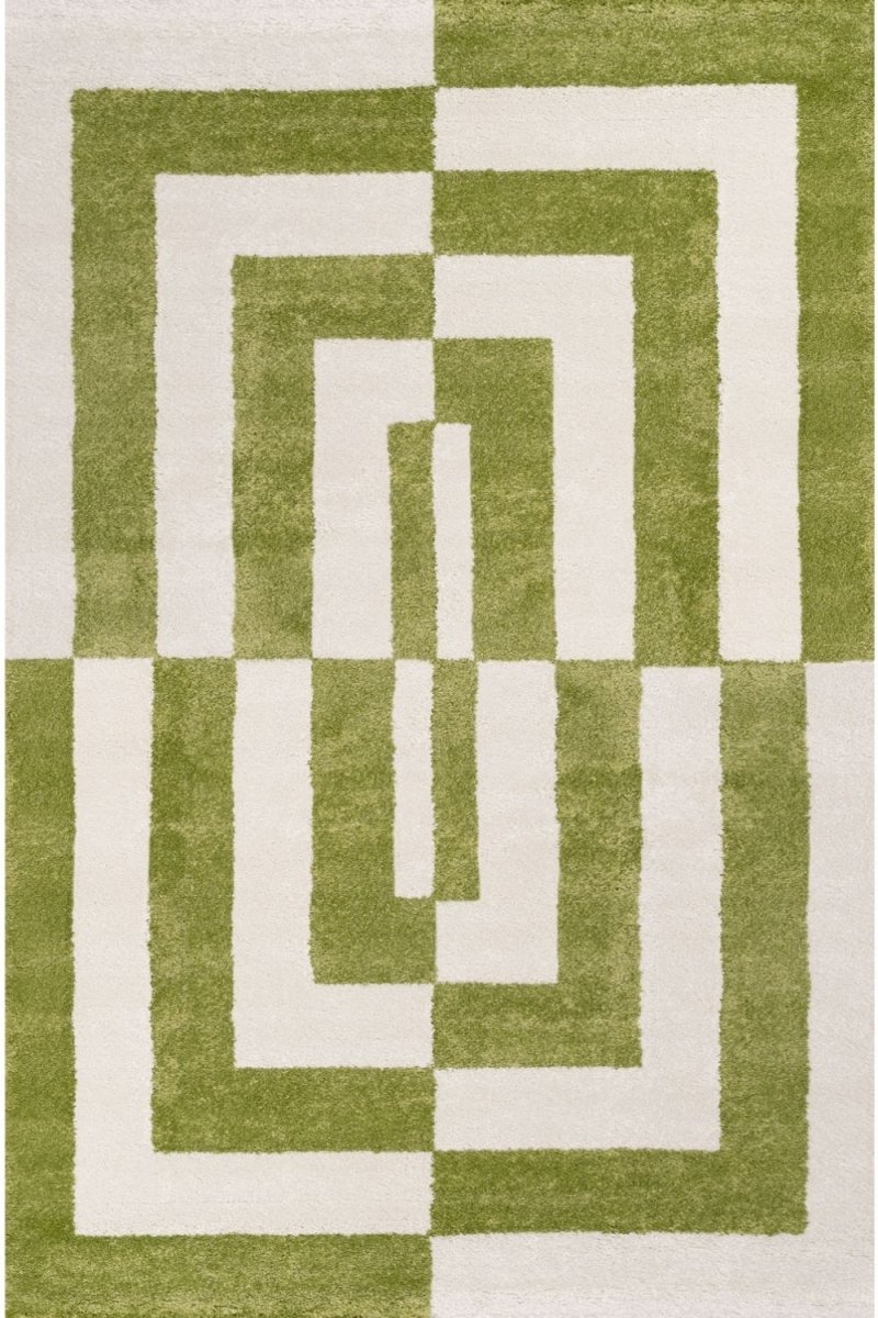 Joli Geometric Green & White Rug - Joe’s Haven