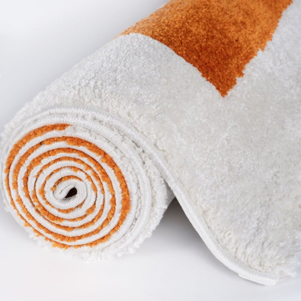Joli Geometric Orange & White Rug - Joe’s Haven