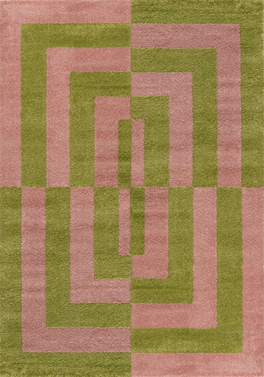 Joli Geometric Green & Pink Rug - Joe’s Haven