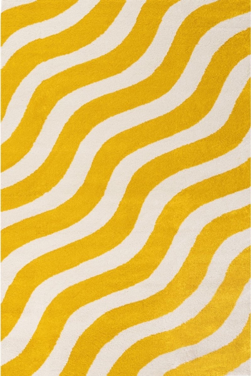 Joli Wave Yellow & White Rug - Joe’s Haven