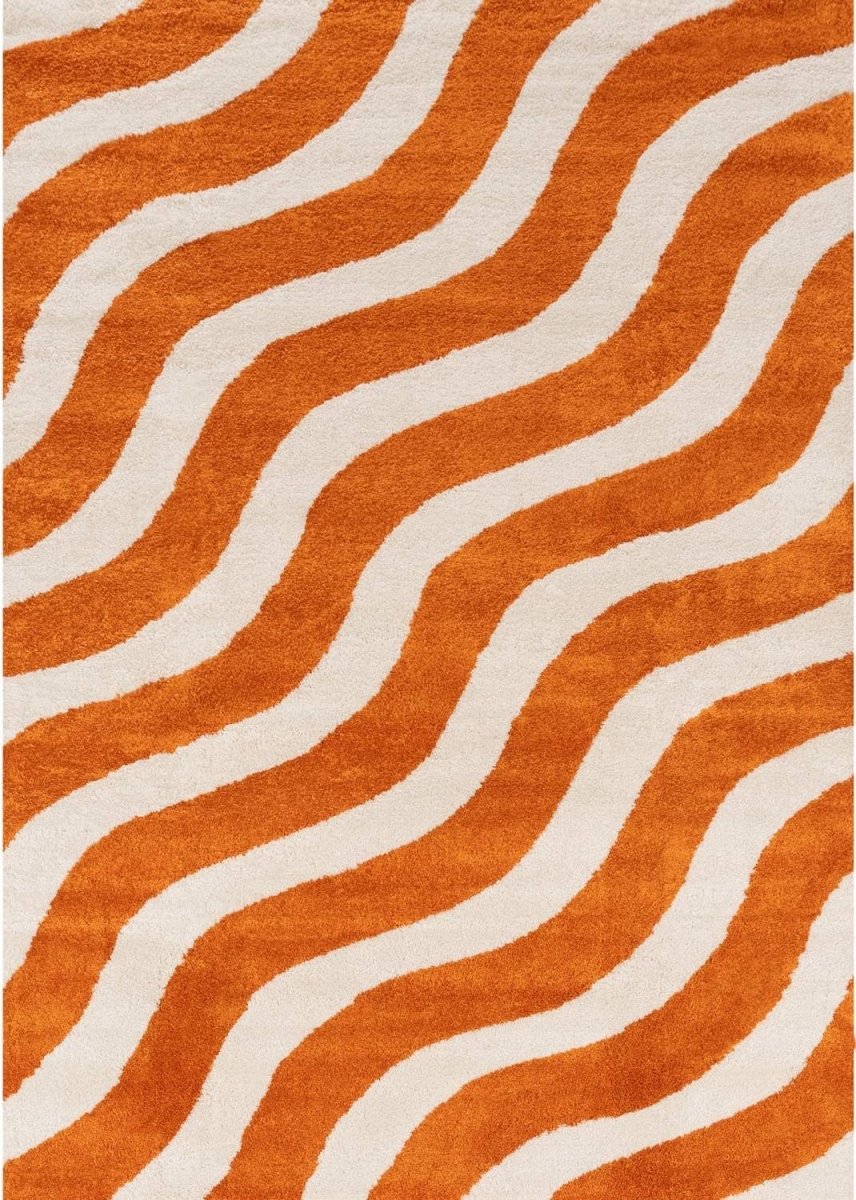 Joli Wave Orange & White Rug - Joe’s Haven
