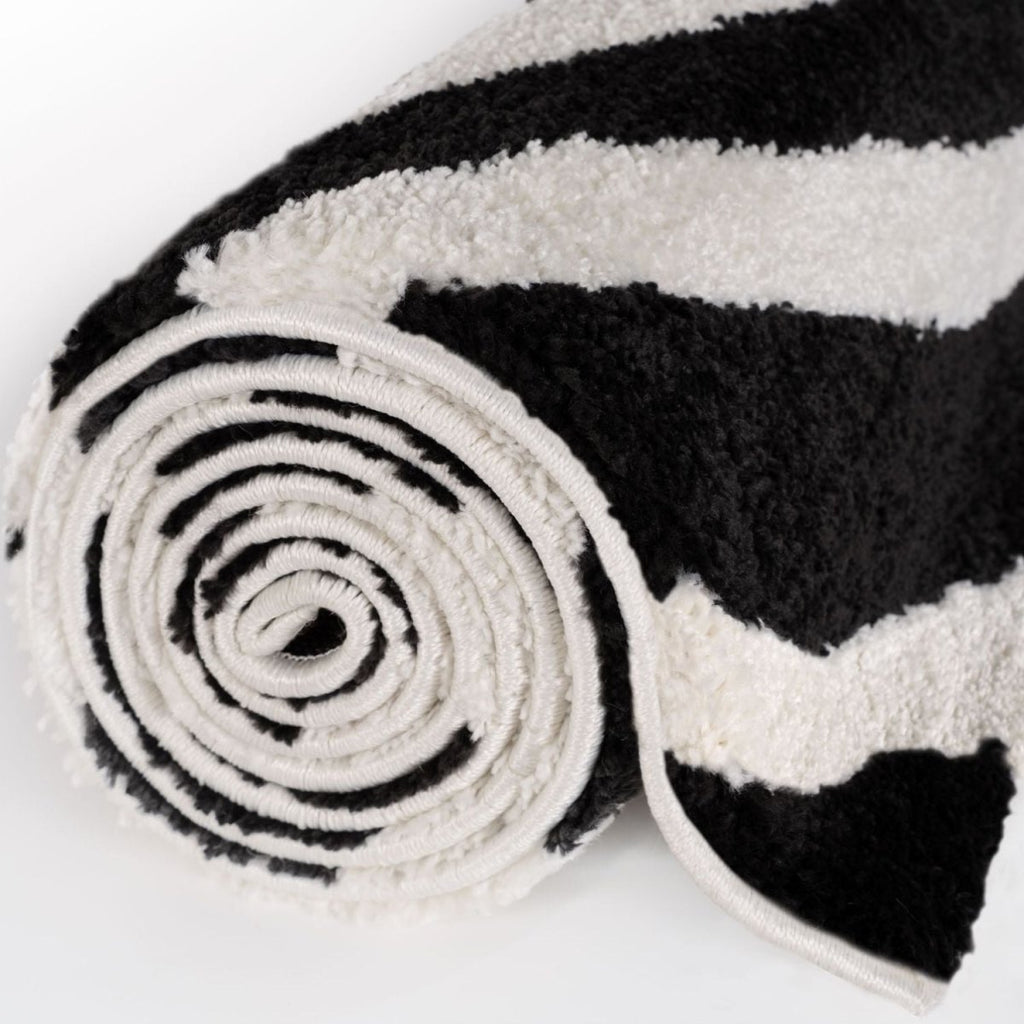 Joli Striped Black & White Rug - Joe’s Haven