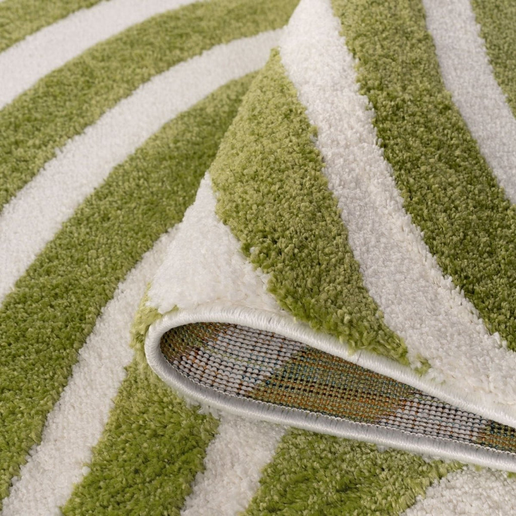 Joli Striped Green & White Rug - Joe’s Haven