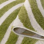 Joli Striped Green & White Rug - Joe’s Haven