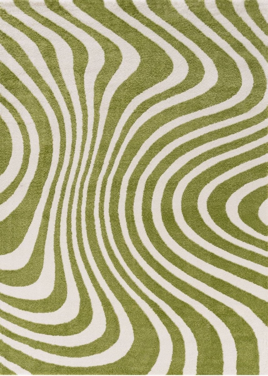 Joli Striped Green & White Rug - Joe’s Haven