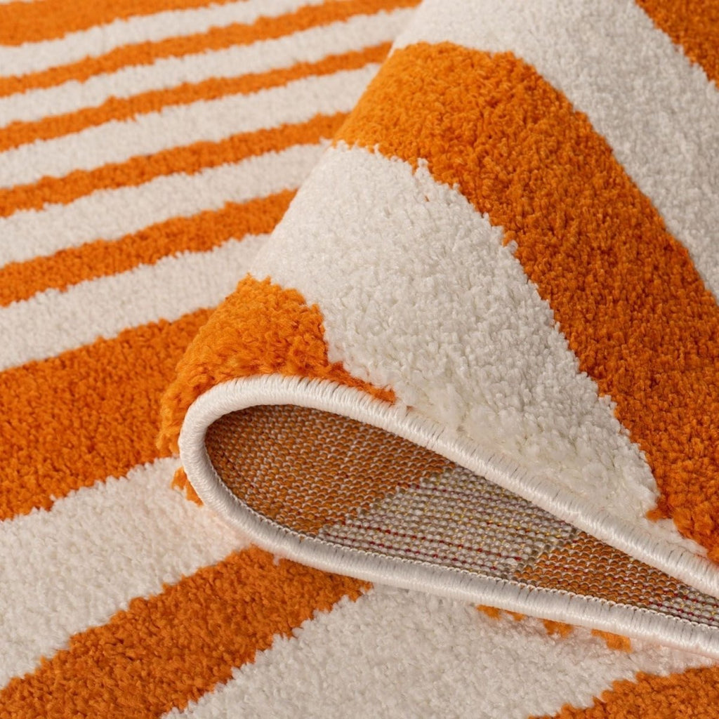 Joli Striped Orange & White Rug - Joe’s Haven