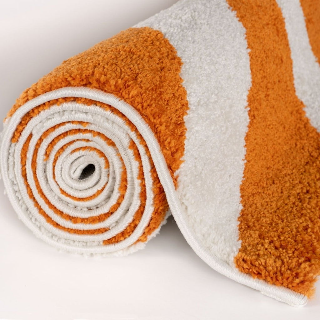 Joli Striped Orange & White Rug - Joe’s Haven
