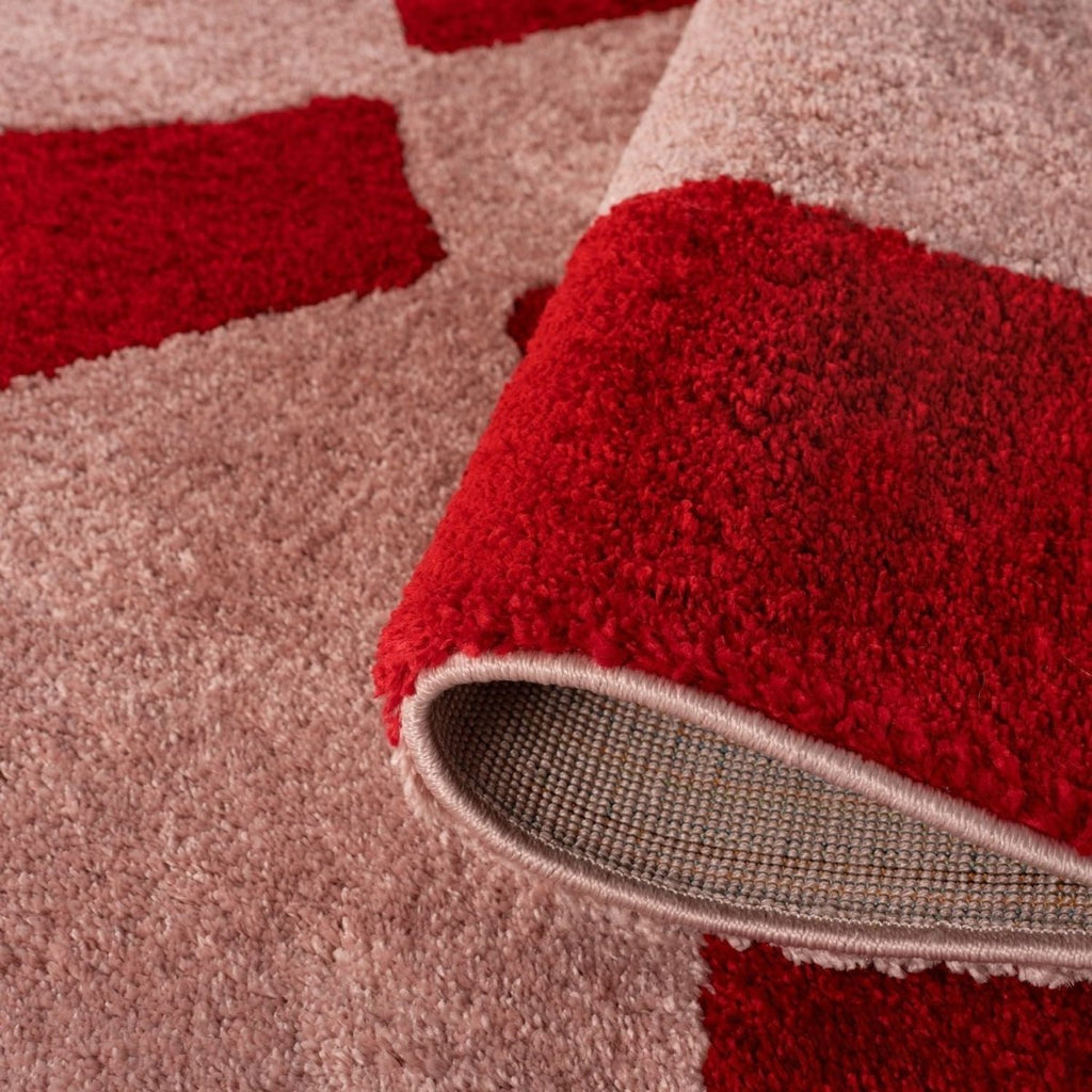 Joli Checkered Red & Pink Rug - Joe’s Haven