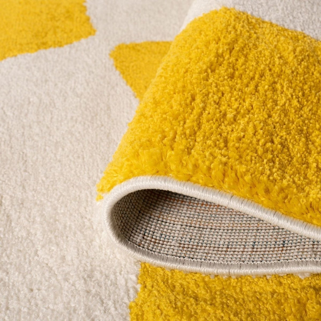 Joli Checkered Yellow & White Rug - Joe’s Haven