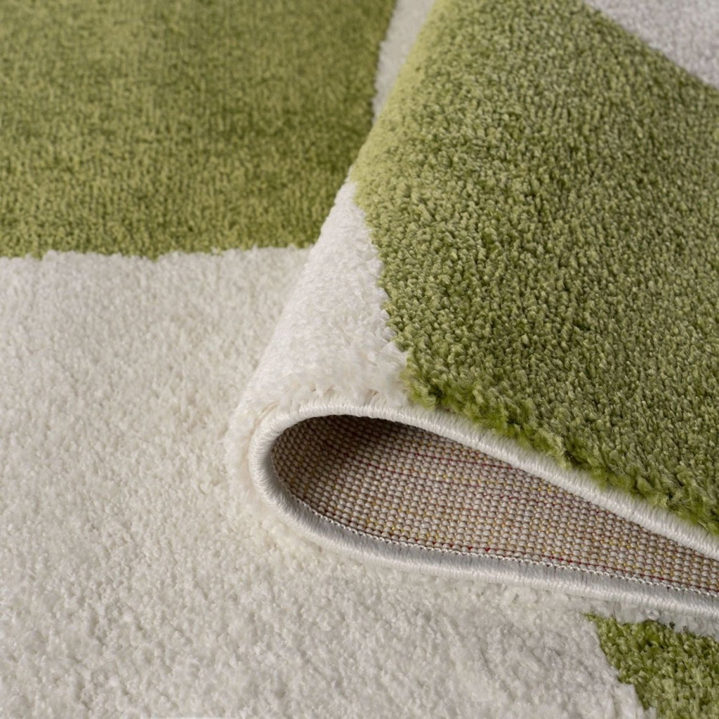 Joli Checkered Green & White Rug - Joe’s Haven