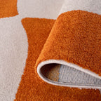 Joli Checkered Orange & White Rug - Joe’s Haven