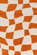 Joli Checkered Orange & White Rug - Joe’s Haven