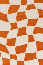 Joli Checkered Orange & White Rug - Joe’s Haven