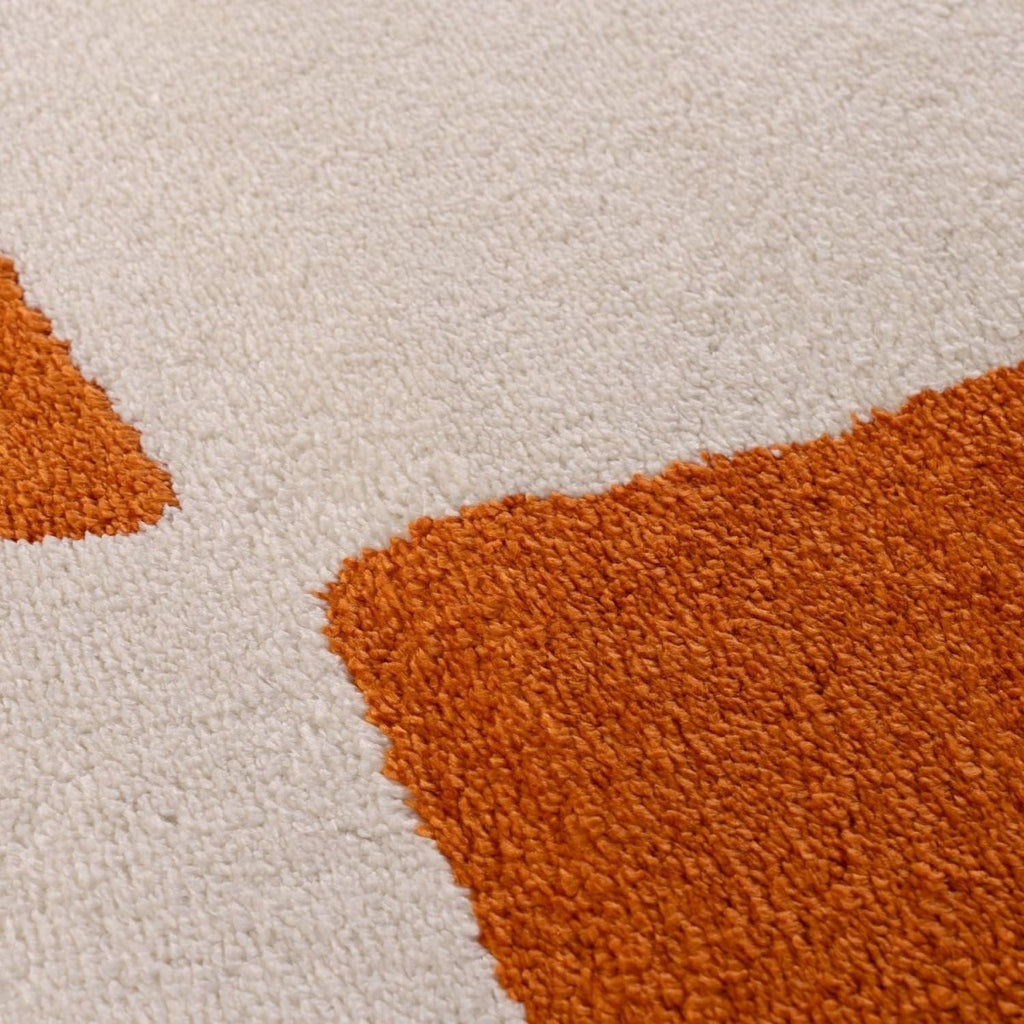 Joli Checkered Orange & White Rug - Joe’s Haven