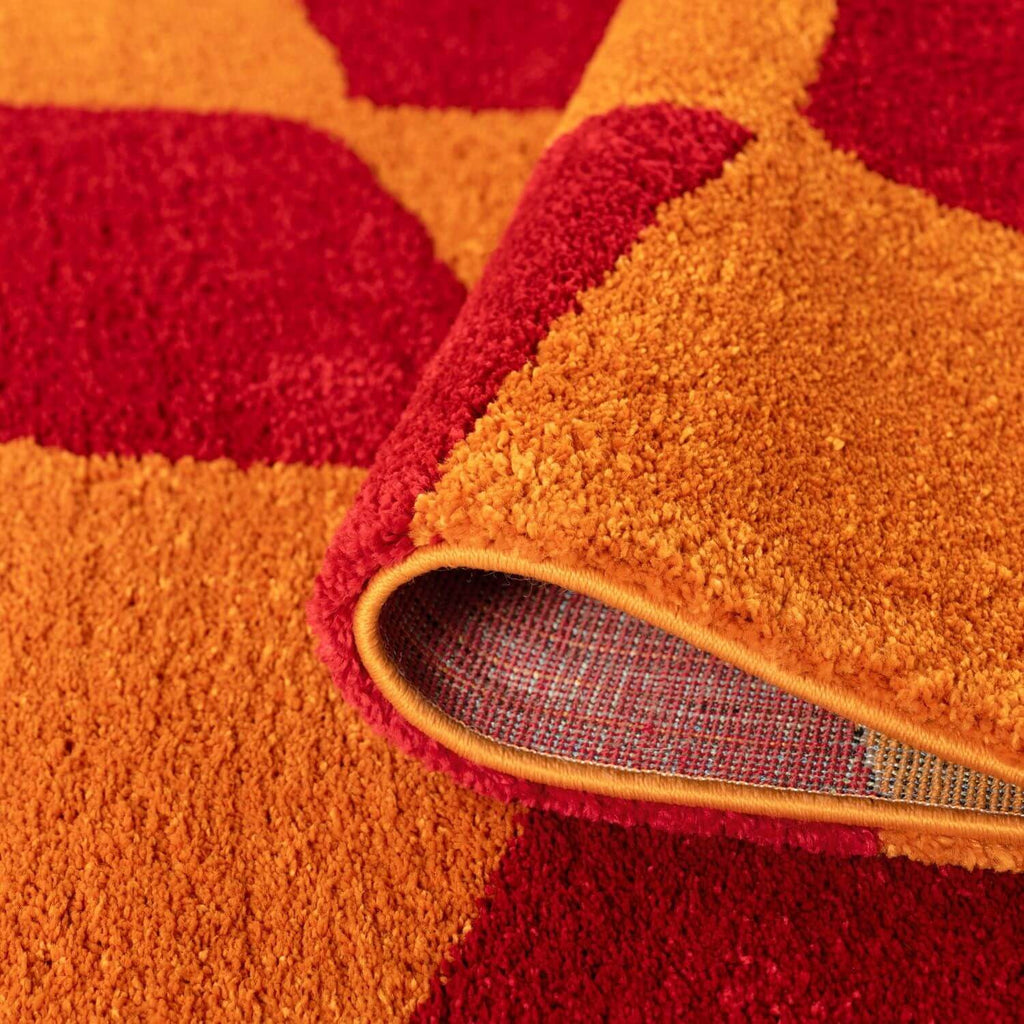 Joli Checkered Red & Orange Rug - Joe’s Haven