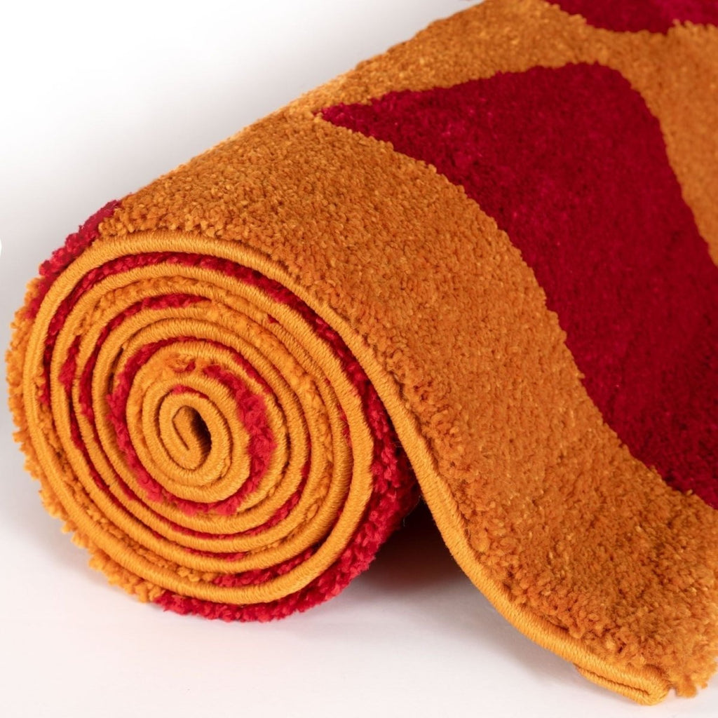 Joli Checkered Red & Orange Rug - Joe’s Haven